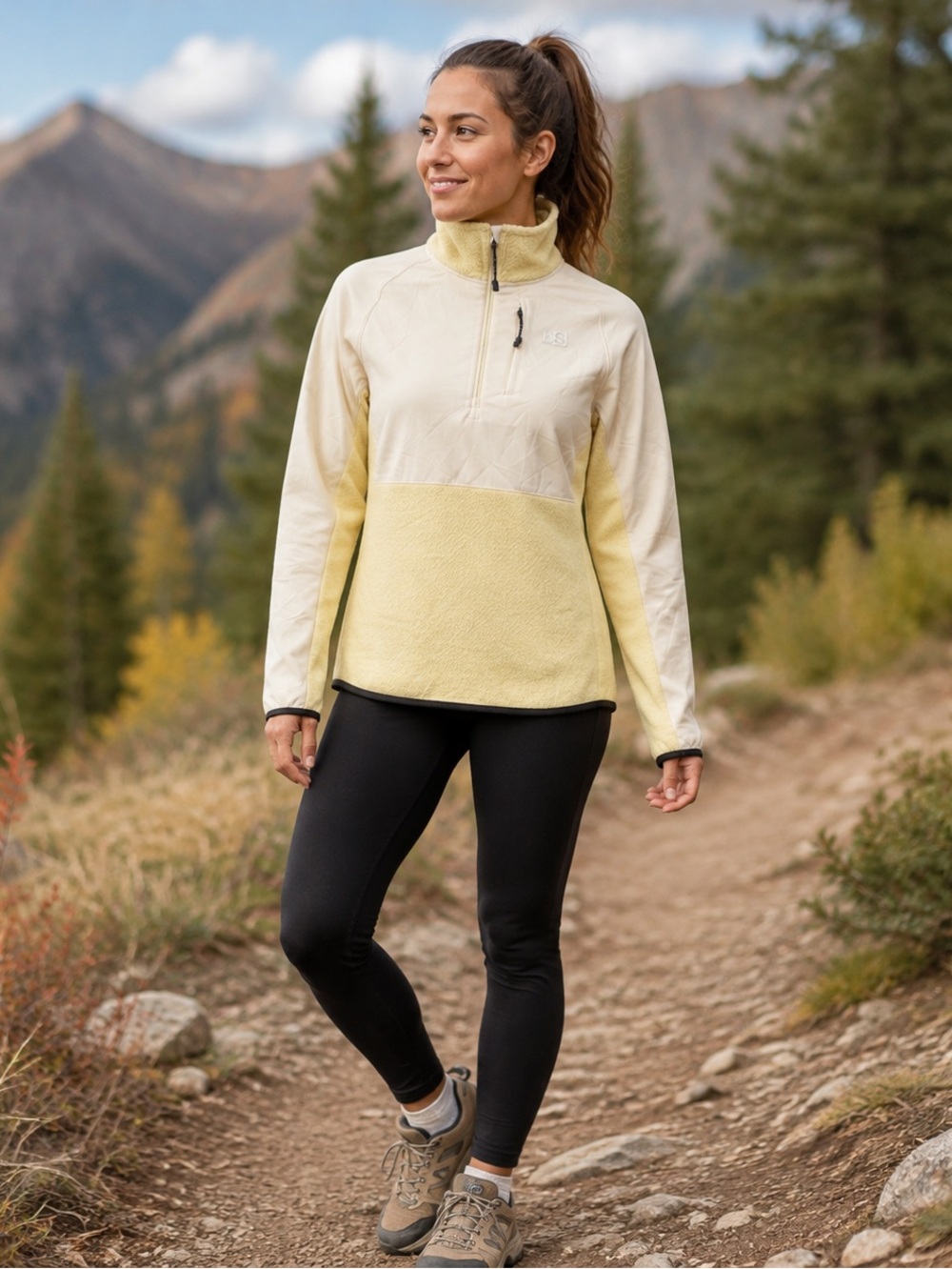 BlackStrap Women’s Lightweight Terry Cloth Lined Zip Jacket Cream & Yellow - S